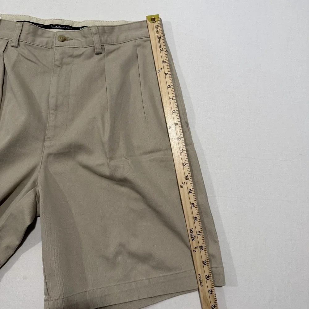 VTG 90s NWT Polo Ralph Lauren Tyler Short Mens 33 Tan Khaki Pleated Chino Shorts